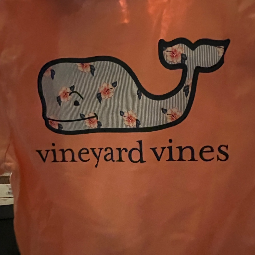 Vineyard Vines Peach Tee with Whale Logo